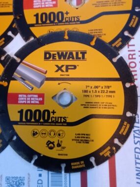 DEWALT XP 1000+ Cuts Diamond Cutting Blade — Yellow/Black All 4 Blades